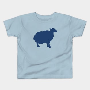 Sheep Silhouette Pattern in Blue Kids T-Shirt